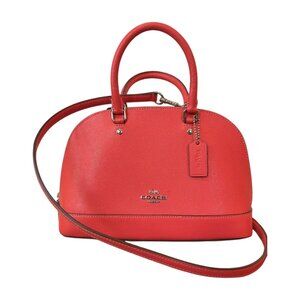 Coach Sierra Satchel F27591 Coral Pebbled Leather Dome Bag Crossbody